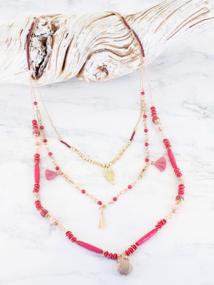 AY1308 TRIPLE STRAND BEADED NECKLACE