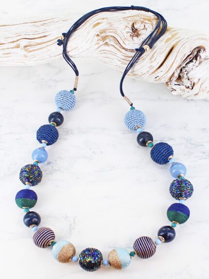 AY6404 LONG BEADED BALL NECKLACE