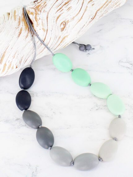 BB6103MT LONG TONAL RESIN PEBBLE NECKLACE