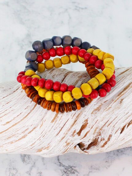BB6215 ELASTICATED MIXED COLOUR WOODEN BRACELET