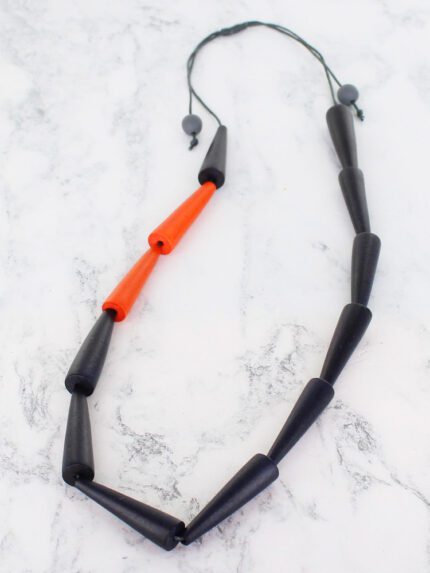 BB6216OR WOODEN STACKED CONE NECKLACE (ACCENT COLOUR)