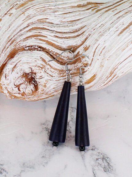 BB6217NV WOODEN CONE EARRINGS