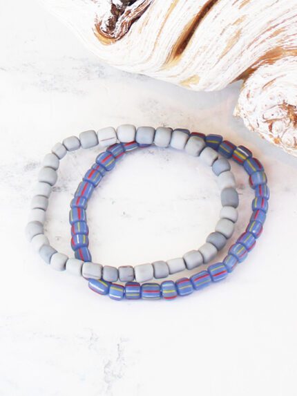 BB6302LC SET OF 2 ELASTICATED GLASS BRACELETS