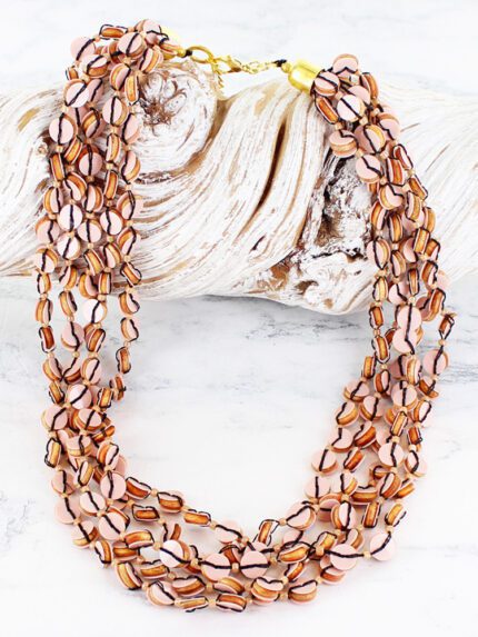 DC1304LP WOODEN BEAD & SEQUIN NECKLACE