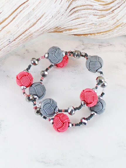 DC6303PK ELASTICATED BRACELET WITH THREAD BALLS