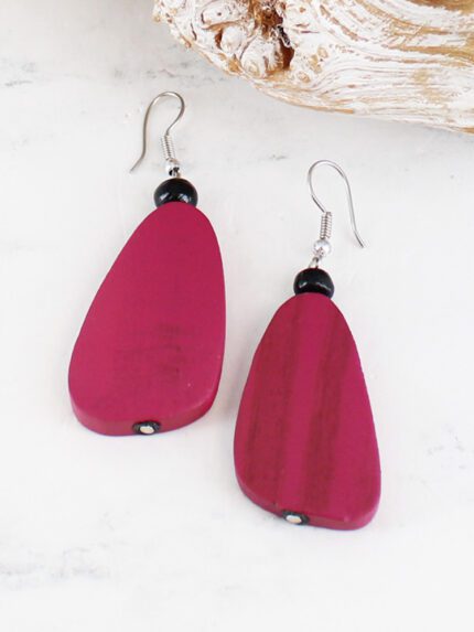 FB1321RB WOODEN PEBBLE EARRINGS