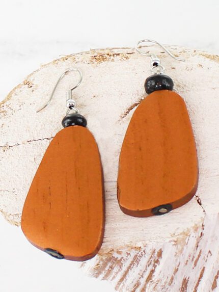 FB6909CP PACK/2 SIMPLE WOODEN PEBBLE EARRING