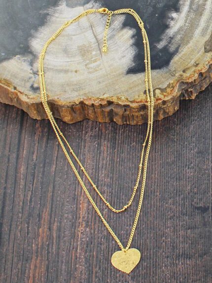 GP476 DOUBLE STRAND HEART NECKLACE [GOLD-PLATE]
