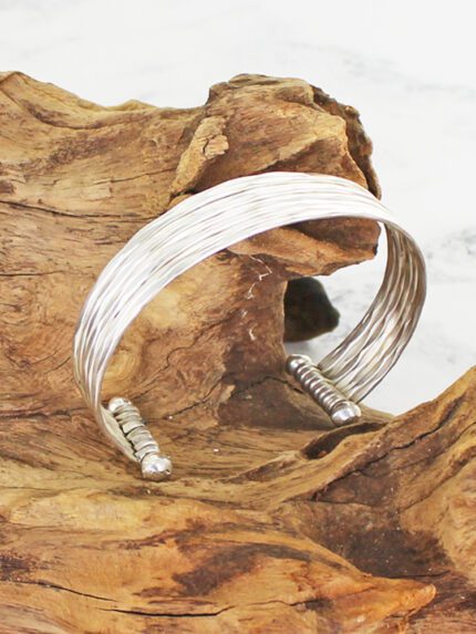 KH1201S NARROW SILVER METAL CUFF