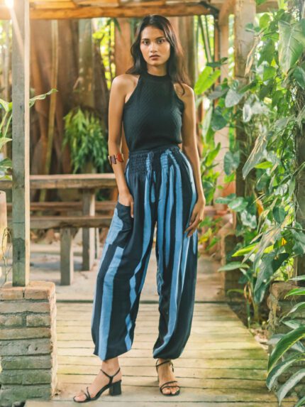 LS6402BLU ABSTRACT BALI TROUSERS