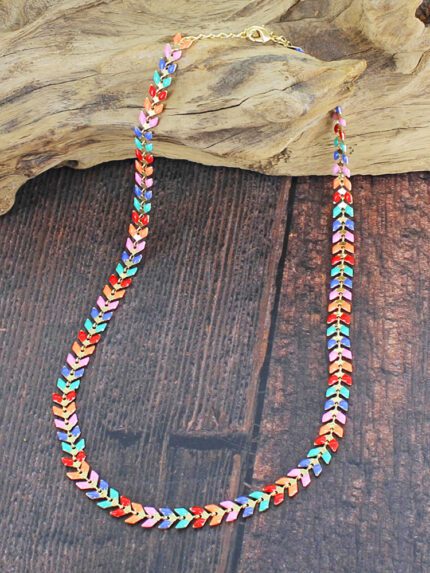 MA1401 MULTI-COLOUR ENAMEL NECKLACE [GOLD-PLATE]