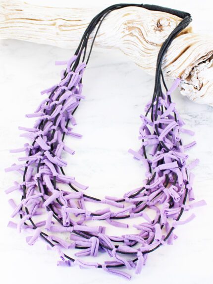 NB1302LC MULTI-STRAND KNOTTED JERSEY NECKLACE