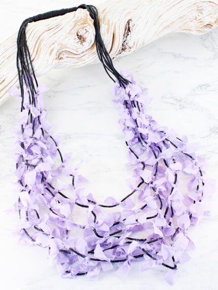 NB1303LC MULTI-STRAND KNOTTED FABRIC NECKLACE