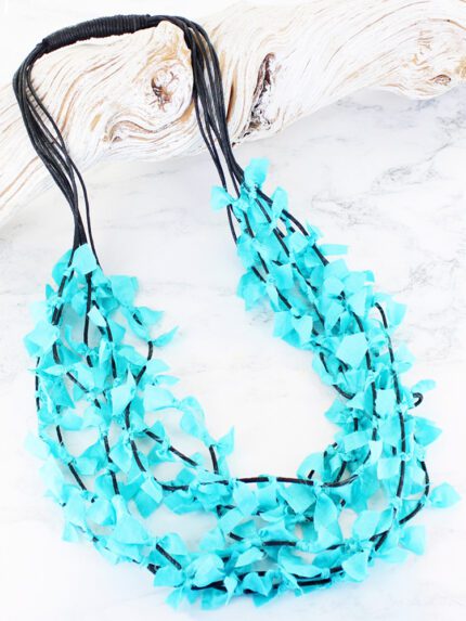 NB1303TU MULTI-STRAND KNOTTED FABRIC NECKLACE