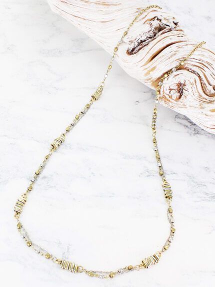 NP1005 LONG MIXED METAL BAR & CHAIN NECKLACE