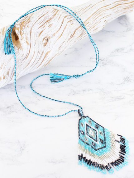 PP6205TU BEADED AZTEC PENDANT NECKLACE