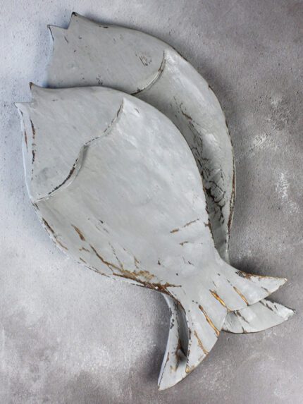 RC6105GY SET/2 WOODEN FISH PLATES